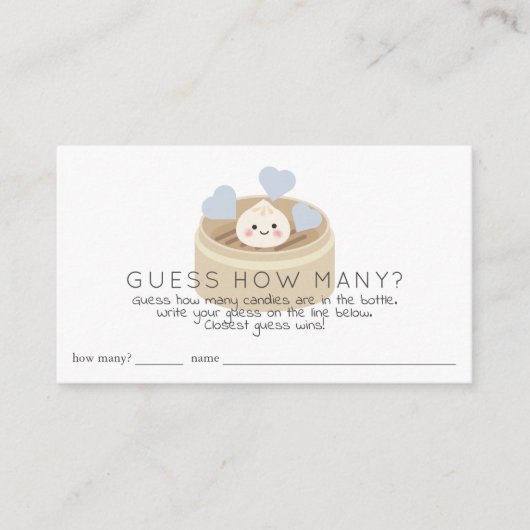 Lil餃子ベイビーシャワーブルー推測どのくらいのお菓子 エンクロージャーカード (正面)