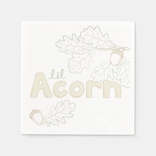 Lil Acornスケッチベビーシャワー スタンダードカクテルナプキン (正面)