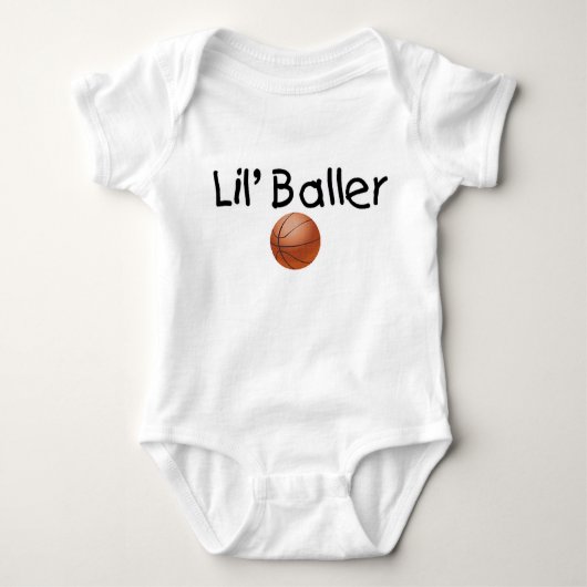 Lil Ballerのバスケットボール ベビーボディスーツ (正面)