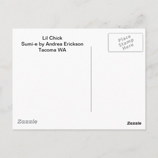 Lil Chick、Sumi-e by Andrea Erickson ポストカード (裏面)