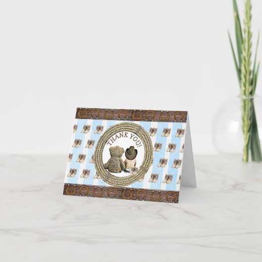 Lil CowboyとTeddy Bear Thank You Notes サンキューカード (正面)
