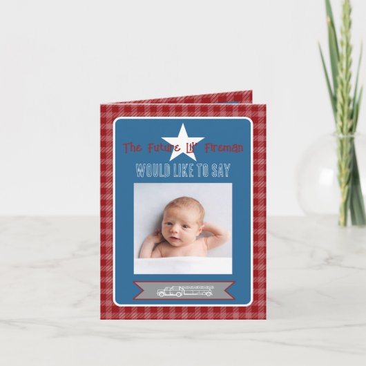 Lil’ Fireman Folded Thank You Invitation 招待状 (正面)