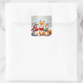 Lil Forest Animals singing Christmas Carols スクエアシール (バッグ)