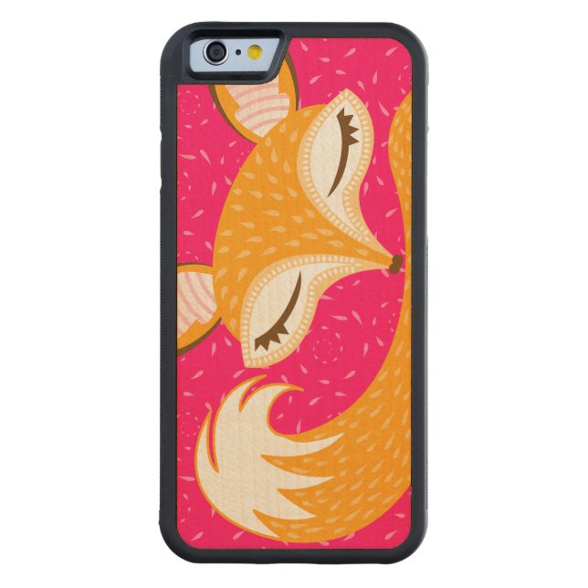 Lil Foxie -かわいく眠いキツネの木製の電話箱 CarvedウッドiPhoneケース (裏面)