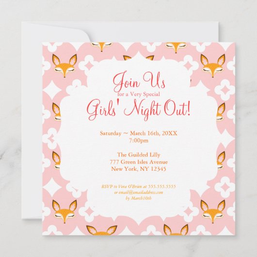 Lil Foxie - "Calling All Foxy Ladies"カスタム 招待状 (裏面)