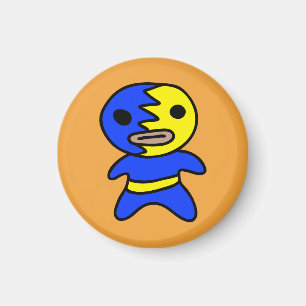 Li'l Lucha Libreのレスリング選手の磁石(青黄色い) マグネット