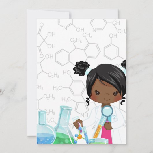Lil Miss Scientist Birthday Invitation Card (裏面)