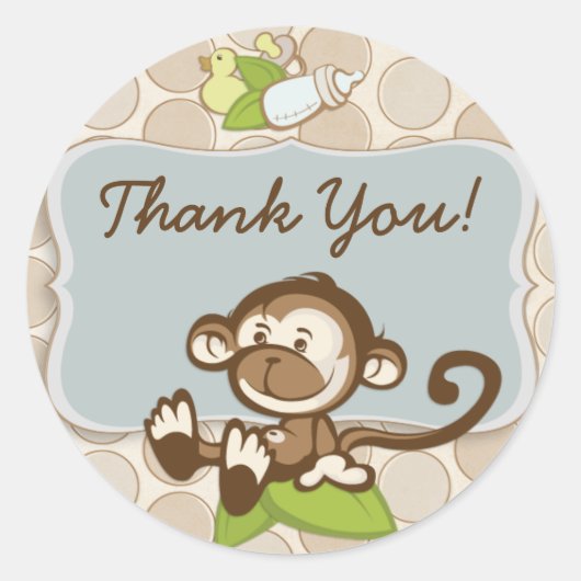Lil Monkeyありがとうステッカー/ラベル ラウンドシール (正面)