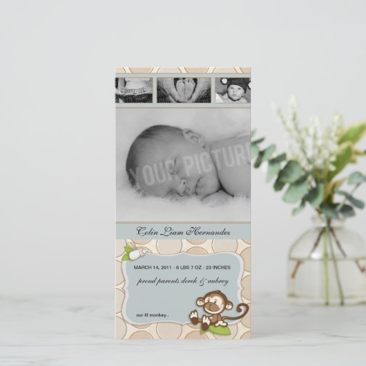 Lil Monkey新生児誕生のお知らせ 案内状 (スタンド正面)