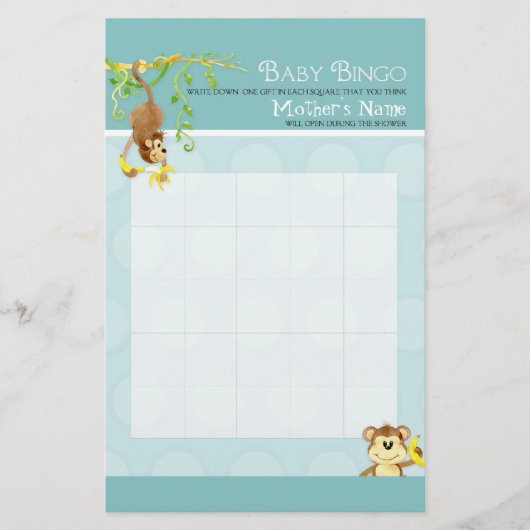 Lil Monkey、男の赤ちゃんシャワービンゴスクランブルゲーム (正面)