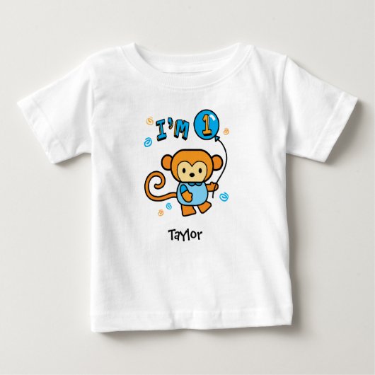 Lil Monkey 1st誕生日ベビーTシャツ ベビーTシャツ (正面)