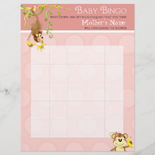 Lil Monkey, Baby Shower Bingoスクランブルゲーム チラシ (正面)