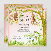 Lil Monkey, Girl Birth Announcement 招待状 (正面/裏面)