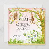 Lil Monkey, Girl Birth Announcement 招待状 (正面)