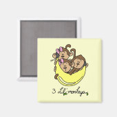 Li'l Monkey Tシャツ3枚/ギフト マグネット (正面/裏面)