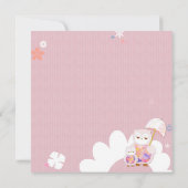 Lil Owlsピンクベビーガールフォト誕生 案内状 (裏面)