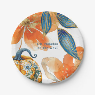 L'il Pumpkin on the Way カラフル Baby Shower ペーパープレート