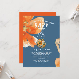 L'il Pumpkin on the Way 鮮やか Baby Shower 招待状