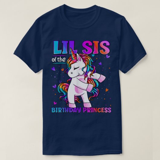 Lil Sisの誕生日プリンセスフロッシングユニコーン Tシャツ (デザイン正面)