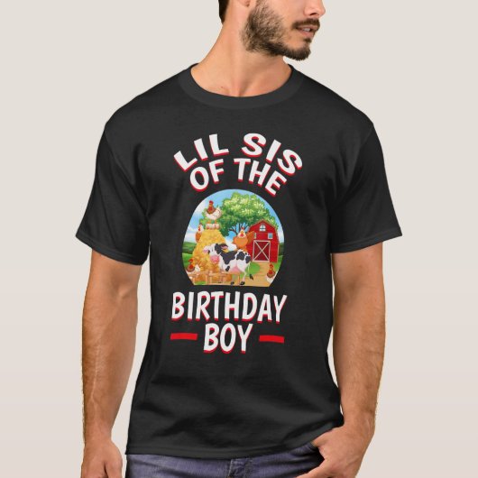Lil Sisの誕生日ボーイファーム動物テーマBday Tシャツ (正面)
