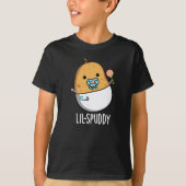 Lil-spuddy Funny Potato Pun Dark BG Tシャツ (正面)
