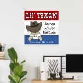 Lil' Texan名パーソナライズされた前と誕生日 ポスター (ホームオフィス)