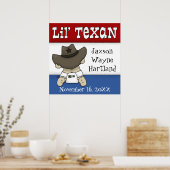 Lil' Texan名パーソナライズされた前と誕生日 ポスター (キッチン)