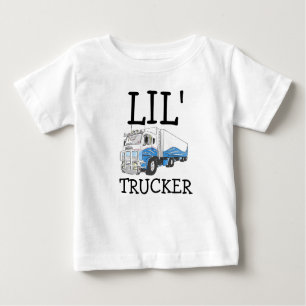 "Lil' Trucker"かわいい大きなリグトラック ベビーTシャツ