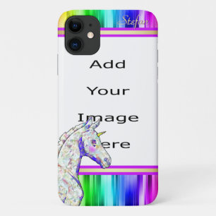 Lil Unicornスペクトル縁どレインボー(白モップ) iPhone 11 ケース