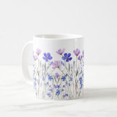 Lila Aquarell Blumenwiese Keramiktasse  コーヒーマグカップ (正面左)