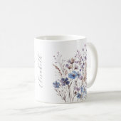 Lila Aquarell Wildblumen Tasse mit Namen コーヒーマグカップ (正面右)