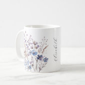 Lila Aquarell Wildblumen Tasse mit Namen コーヒーマグカップ (正面左)