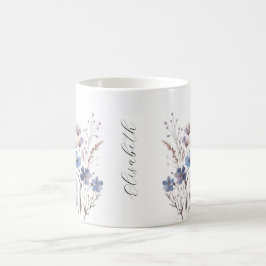 Lila Aquarell Wildblumen Tasse mit Namen コーヒーマグカップ