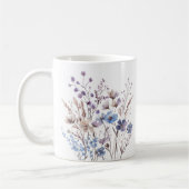 Lila Aquarell Wildblumen Tasse mit Namen コーヒーマグカップ (左)