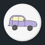 Lila Cartoon Auto マグネット<br><div class="desc">Ein lilafarbenes Cartoon-Auto.</div>