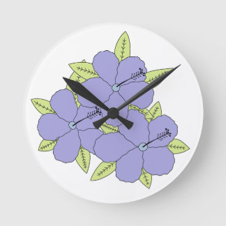 Lila Hibiskus ラウンド壁時計