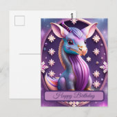 Lila Pink Drache, fantasievolle Digital Art ポストカード (正面/裏面)