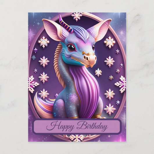 Lila Pink Drache, fantasievolle Digital Art ポストカード (正面)