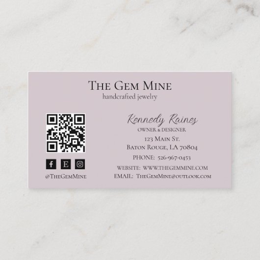Lilac Agate Geode Business Card 名刺 (裏面)