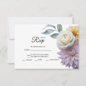 Lilac And Butter Yellow Floral Wedding RSVP Cards (正面)