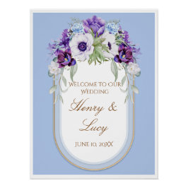 Lilac and Gold Floral Oval Garden ポスター