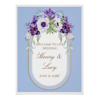 Lilac and Gold Floral Oval Garden ポスター