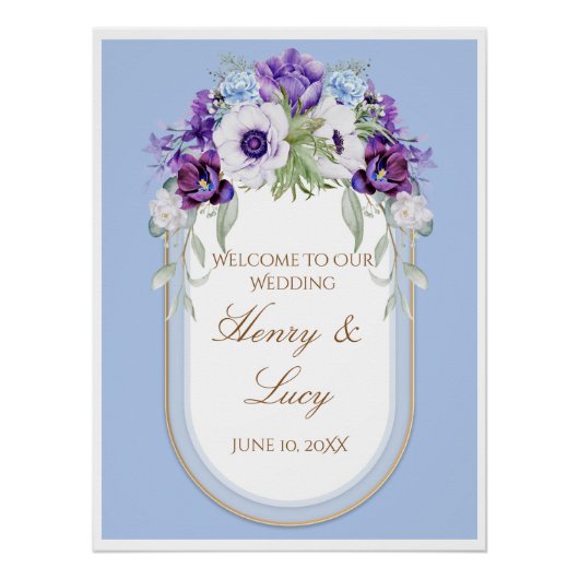 Lilac and Gold Floral Oval Garden ポスター (正面)