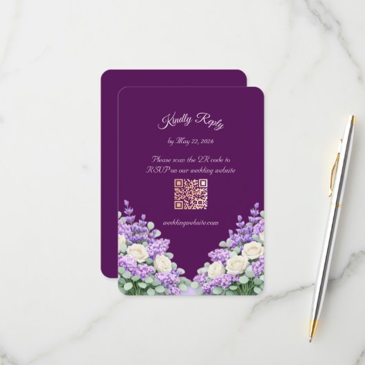 Lilac and Lavender RSVP Enclosure Card (正面/裏面インサイチュ)