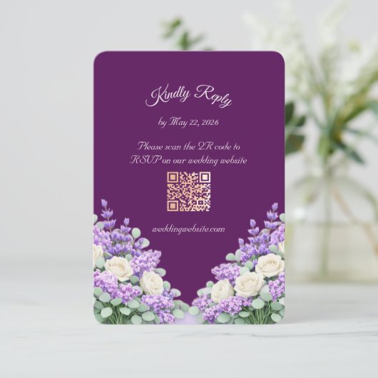 Lilac and Lavender RSVP Enclosure Card (スタンド正面)