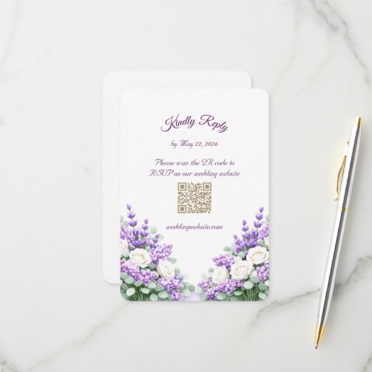 Lilac and Lavender RSVP Enclosure Card (正面/裏面インサイチュ)