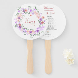 Lilac and Peach Rose Wreath Wedding ハンドファン