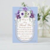 Lilac and Violet Floral Blue Gold Oval Thank You サンキューカード (スタンド正面)