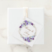 Lilac and Violet Floral Gold Oval Wedding Favor フェイバータグ (インサイチュ)