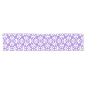 Lilac and White Modern Geometric Floral Pattern ショートテーブルランナー (横)